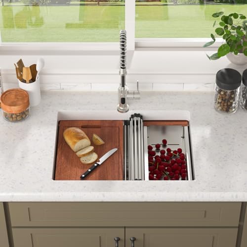Lordear 25 Inch Undermount Kitchen Sink Workstation 25x19x10 16 Gauge Stainless Steel Single Bowl Round Corner Kitchen Sinks - Image 2