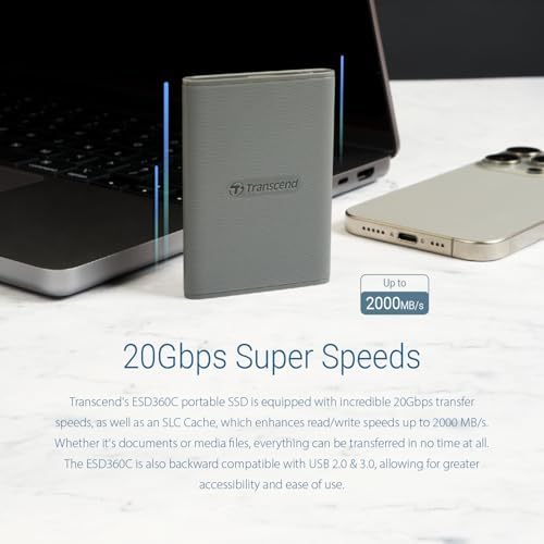 Transcend 1TB ESD360C Portable SSD Up to 2000MB/s USB3.2 Gen2x2, Type-C - Image 3