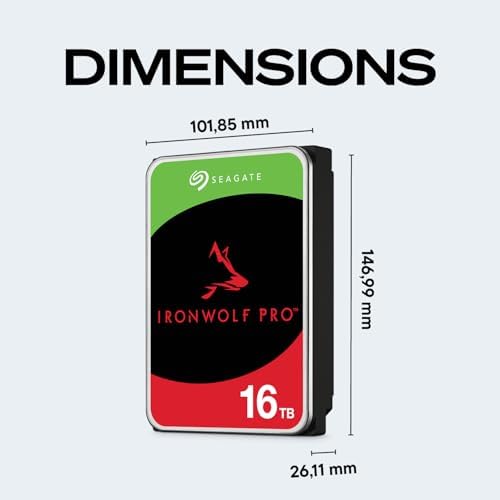 Seagate IronWolf Pro, 16 TB, Enterprise NAS Internal HDD –CMR 3.5 Inch, SATA 6 Gb/s, 7,200 RPM, 256 MB Cache for RAID Network Attached Storage (ST16000NT001) - Image 3