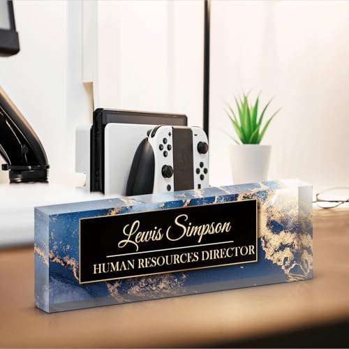 Desk Name Plate Personalized, Desk Double sided pattern Name Plate Personalized Office Desk Decor for Women and Men, Teacher Nurse Boss Employee Appreciation Gifts (Blue Marble, Customized) - Image 5