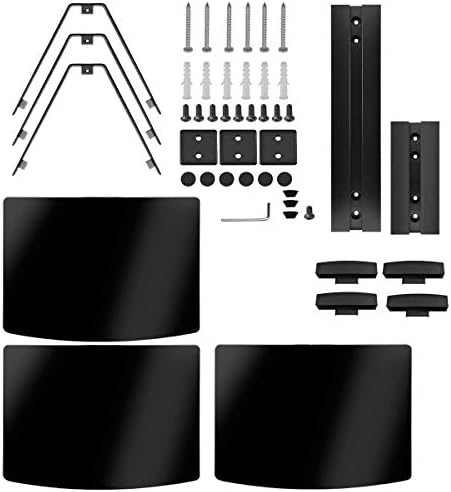suptek 3 Floating Shelf Wall Bracket with Strengthened Tempered Glass for DVD Players/Cable Boxes/Games Consoles/TV Accessories, 3 Shelves, Black, CS303 - Image 6