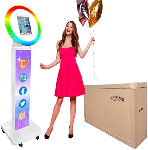 Portable Photo Booth for iPad 10.2" 10.5" 10.9" 11" 12.9" 13" Photobooth Machine Metal Shell Selfie Station RGB Ring Light Custom Logo for Parties Wedding Rental by ZLPOWER