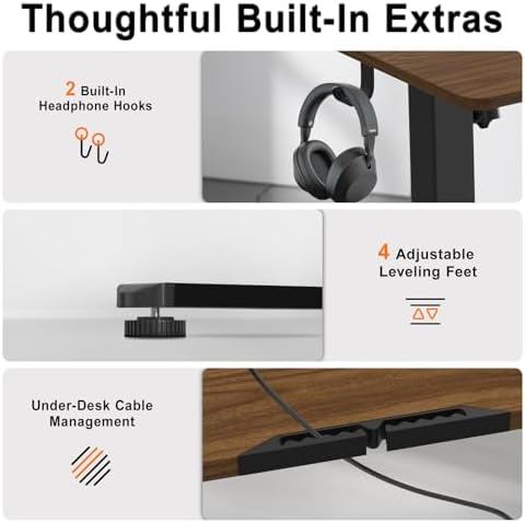 55 Inch Height Adjustable Standing Desk for Home Office, Brown - Image 3