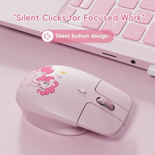 My Little Pony Silent Wireless Mouse - M03 Innovative Floating Button Design, Quiet Clicks, 3 Adjustable DPI (800/1600/3200), Dual-Mode (2.4GHz/Bluetooth), Ergonomic for Mac/Windows (Pink) - Image 3