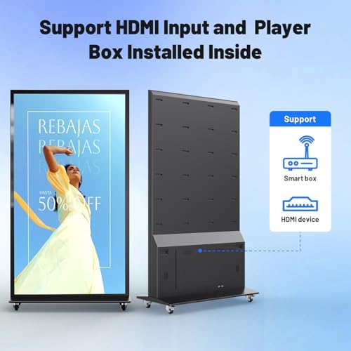 75 Inch Full Screen Indoor Floor Stand Digital Signage Kiosks Android 11 System 2GB+32GB LCD Poster Display With WiFi/HDMI/USB Input Auto Media Player, 4K UHD&CMS Remote Management for Retail Business - Image 5
