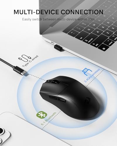 Redragon M821 Wireless Mouse Tri-Mode 54G Lightweight Black Silent Mice - Image 4