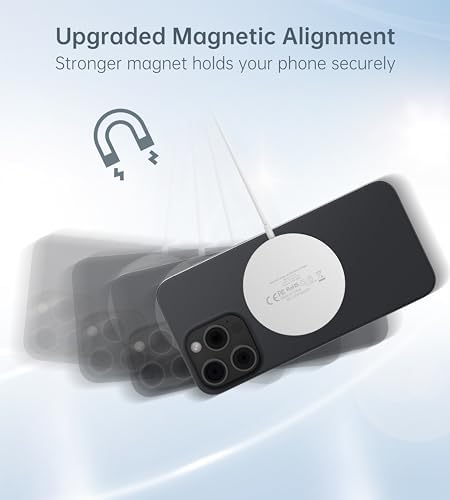 Magnetic Wireless Charger for iPhone Duo/18/17/16/15/14/13/12 - Mag Charger+20W USB C Adapter, Aluminum Fast Wireless Charging Stand/Pad with 5ft USB-C Cable for iPhone 18/17/16/15/14/13/12, Airpod - Image 3