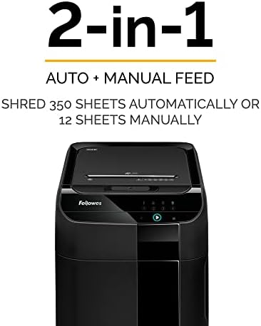 Fellowes AutoMax 350C Cross-Cut Commercial Office Auto Feed 2-in-1 Paper Shredder with 350 Sheet Capacity, Black (4694001) - Image 2