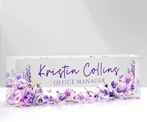 Custom Name Plate for Desk, Personalized Name Plate on Clear Acrylic Glass by DOCRAGI