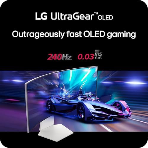 LG 34GS95QE 34-inch Ultragear OLED Curved Gaming Monitor WQHD 1440p 800R 240Hz 0.03ms AMD FreeSync Premium Pro NVIDIA G-Sync HDMI 2.1 DisplayPort Tilt/Height/Swivel Stand White - Image 4