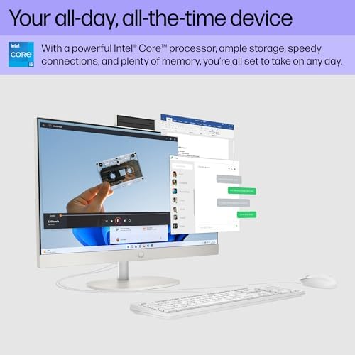 HP 23.8 inch All-in-One Desktop PC, FHD Display, Intel Core i5-1334U, 16 GB RAM, 512 GB SSD, Intel UHD Graphics, Windows 11 Home, Shell White, 24-cr0112 (2025) - Image 3