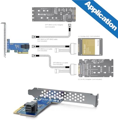 ipolex PCIe to SFF-8643 Adapter for U.2 NVMe SSD, PCIe 3.0 X4, Single SFF-8643, SAS Adapter Card Support Windows 10/2016/2019, VMware ESXi 6/7, Linux 18/20/21, REHL/Cent0S 7/8 and More - Image 4