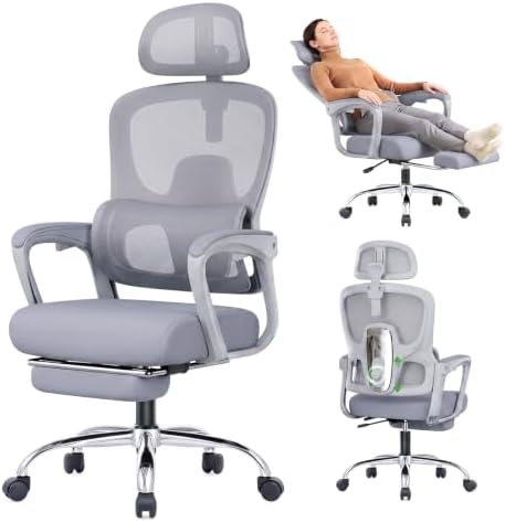 Ergonomic Office Chair with Footrest, 90-145° Reclining Desk Chair by officechair