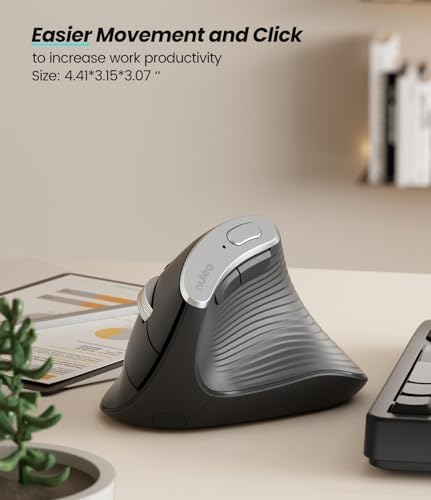 Nulea M510 Vertical Mouse Wireless, Ergonomic Mouse for Comfy Tracking, 3 Adjustable DPI (800-1200-1600), 2.4G Wireless Vertical Mouse with 6 Buttons, Compatible with Windows, Mac OS, Laptop, PC, Grey - Image 7