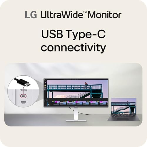 LG 34U530A-W 34-inch UltraWide WFHD (2560 x 1080) IPS Wide Computer Monitor, 100Hz, VESA DisplayHDR 400, HDMI, DisplayPort, USB Type-C, Tilt/Height/Swivel Stand, White - Image 4