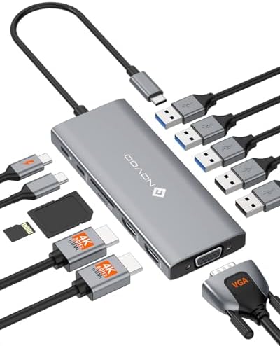 NOVOO 12 in 1 Docking Station Dual Monitor with 2 HDMI, VGA by NOVOO-ForYourHomeOffice