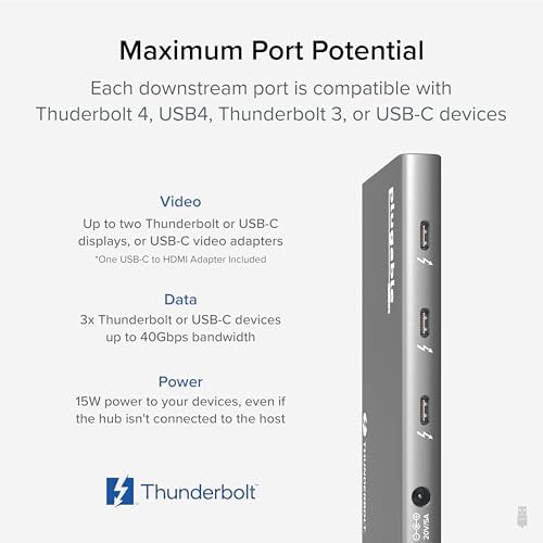 Plugable 5-in-1 Thunderbolt 4 Hub, 4K HDMI Adapter Included - Image 3