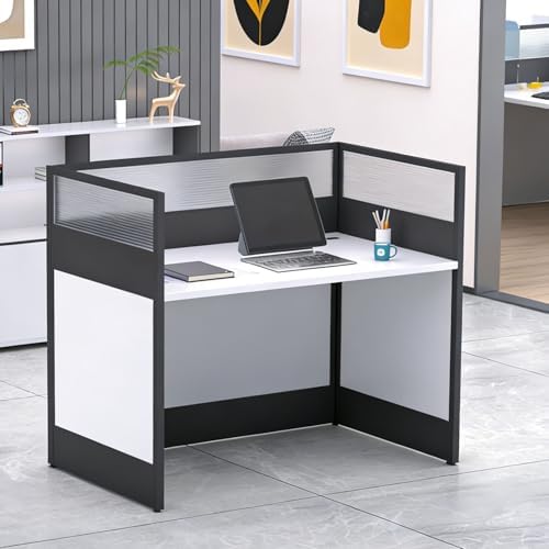 Nykto 1-Person Office Cubicle Desk Workstation w/Mute Privacy Panels, White by Nykto