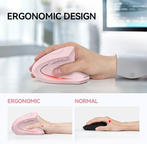 TECKNET Ergonomic Mouse, 4800 DPI Wireless Bluetooth Vertical, 3-Device - Image 5
