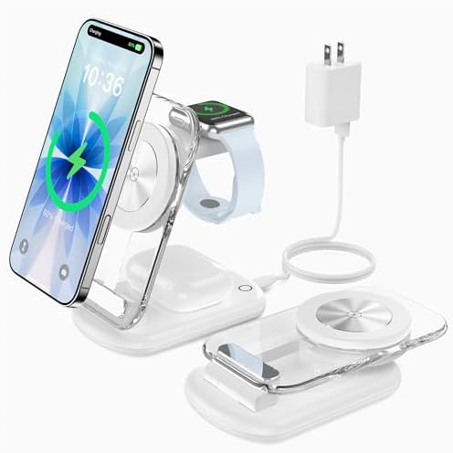 Mukiya 3 in 1 Magnetic Wireless Charging Station for Apple Devices by Mukiya