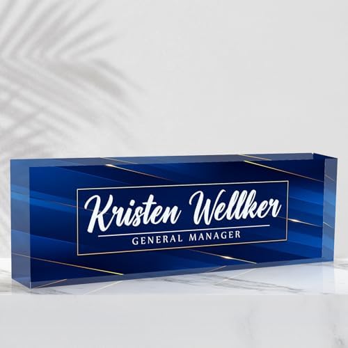 Desk Name Plate Personalized Name Plate for Desk, Office Desk Decor, 3D Style Personalized Plaque Name Plates for Desks Custom Appreciation Gifts for Boss Lady Employee Coworkers (Deep Blue) by Ueedklaayy