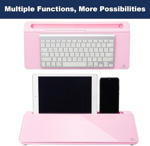 TSJ OFFICE Desktop Whiteboard Dry-Erase-Board - Computer Keyboard Stand White Board Surface Pad with Drawer, Desk Organizers with Accessories for Office, Home, School Supplies - Complete Pink - Image 5