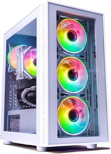 NOVATECH Phantom - Prebuilt Gaming PC Desktop Computer - Core Xeon i7 3.5GHz - RX580-16GB RAM - 512GB M.2 SSD WiFi/BT, Win 11 - Gaming Computer Tower - Pre Built PC Gaming - 1 Year Warranty (White) by Novatech