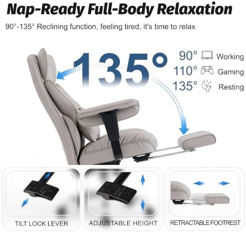 Efomao Executive Office Chair 400lbs,Grey Big and Tall Desk Chair - Image 4