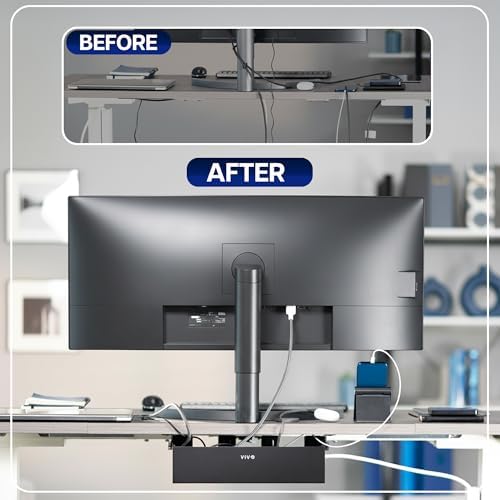VIVO Black Flip-Open 16 in Cable Management Box, Desk-ACCBM1 - Image 4