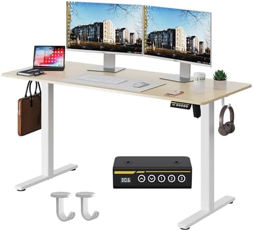 55 x 24 Inch Electric Standing Desk, 3 Memory Presets, Nature by GamorkLLC