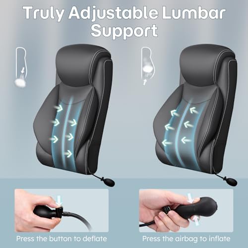 Ergonomic Office Chair,Inflatable Lumbar Support High Back Chair,Black - Image 3