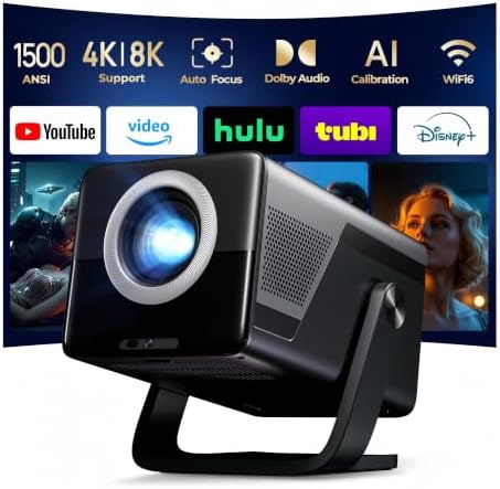X7 1500 ANSI Smart Projector with Apps, AI Calibration, 20W HiFi Speakers by LYNCAST