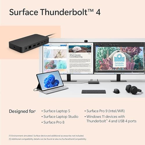 Microsoft T8H-00001 Surface Dock Thunderbolt 4 Docking Station Bundle - Image 7