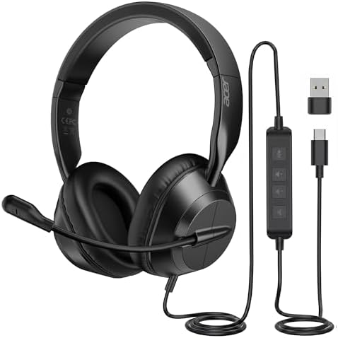 Acer Headset with Microphone for PC, ENC Noise-Cancelling Mic, USB-C/USB-A by Unknown