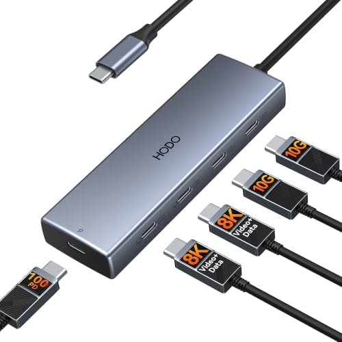 USB C Hub Dual 4K@60Hz USB C Adapter for Dell HP, 100W PD USB C Splitter by HODO