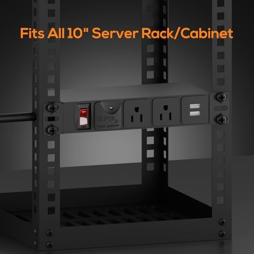 10 inch Rack PDU, 1U 6 Outlets(2 in Front, 4 in Back) Surge Protected,14AWG - Image 7