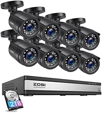 ZOSI 16CH Home Security Camera System with 2TB HDD, 8-Pack 1080P Cameras by ZOSI