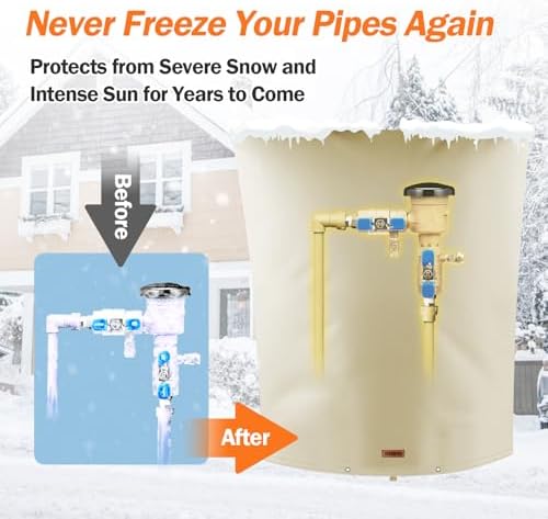 TOHONFOO Backflow Preventer Cover, Pipe Freeze Insulation, 26"Wx44"H, Beige - Image 3