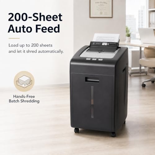 Paper Shredder 200 Sheet Auto Feed 2 X 15 mm P-5 Micro Cut - Image 2