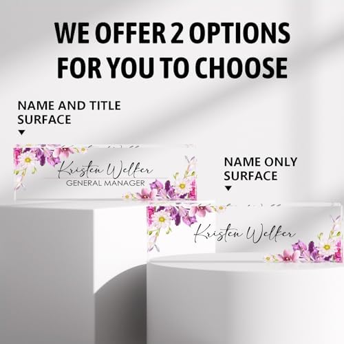 Personalized Name Plates for Office - Gifts for Teacher, Boss, Employee Appreciation - Office Desk Decor (Floral) - Image 2