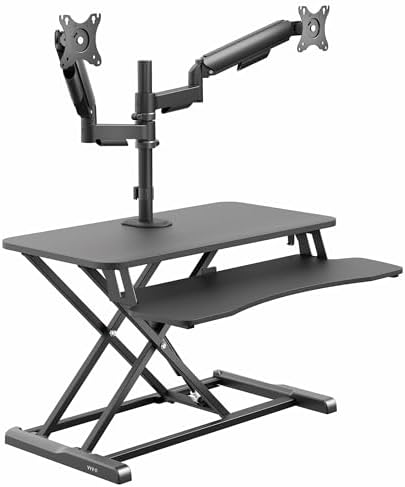 VIVO Black 32 inch Desk Riser with Monitor Mount, DESK-KIT-0K2K by VIVO