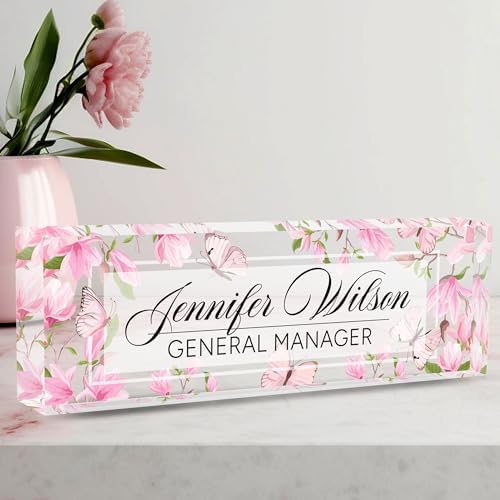 Desk Name Plate Personalized, Personalized Name Plate for Desk, Custom Office Desk Decor The Office Gifts for Women Men, Acrylic Desk Accessories Employee Appreciation Gifts for Boss, Manager, Teacher by AeekdookWoodenPuzzles