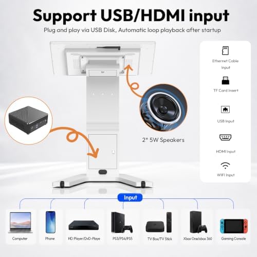 32" Touch Screen Kiosk, Interactive Floor Standing Digital Signage Display, FHD Self-Service Information Terminal with Dual Speakers for Retail, Restaurants, Malls & Advertising - Image 3