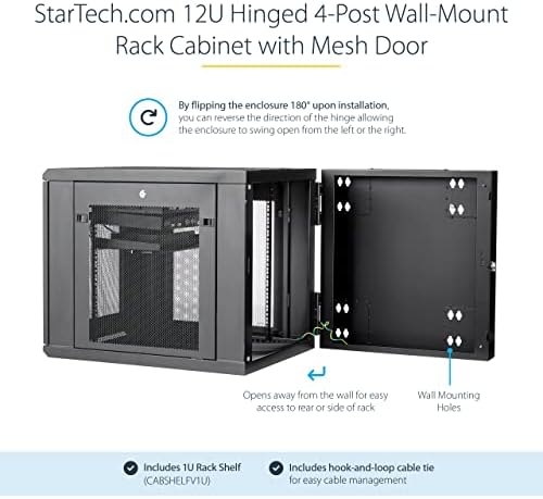 StarTech 12U Wall-Mount Cabinet, 19in, 4-Post, 24in Deep (RK1232WALHM) - Image 2