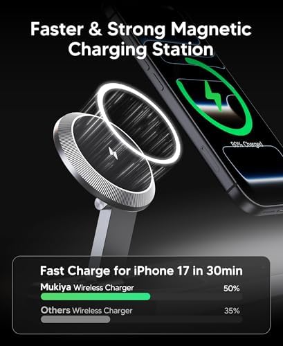 Mukiya 3 in 1 Magnetic Wireless Charging Station for Apple Devices (Black) - Image 3