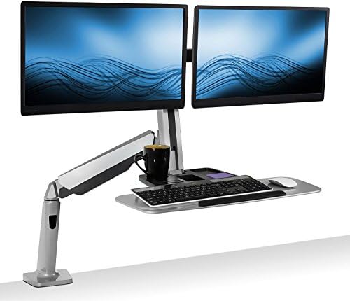 Mount-It! Dual Monitor Arm Desk Mount Sit-Stand Workstation, Clamp Base by Mount-It