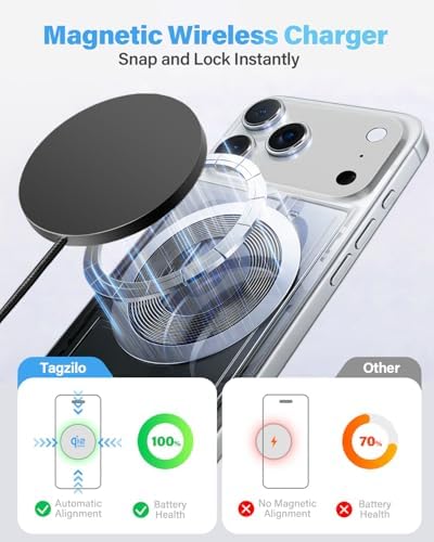 2Pack Magnetic Wireless Charger 25W Fast Charger for iPhone 17/16/15/14/13/12 Series & AirPods, Portable Wireless Charging Pad for Travel Home Office Desk, 10FT-Black with Plugs - Image 4