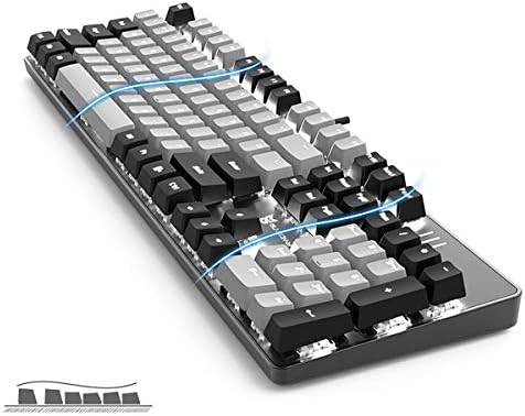 Merdia 104 Keys Wired Mechanical Gaming Keyboard | White LED Backlit US Layout | Hot Swappable Blue Switch Full Size Mechanical Keyboard | Black & Grey Keycaps Light Up PC Gaming Computer Keyboards - Image 3