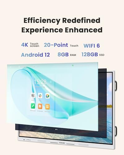 Interactive Smart Board for Classroom, 85” 8+128 GB Electronic Digital Whiteboard Built-in Google EDLA-Certified Android 14 OS - 4K Touchscreen Smartboard for Home Office School Studio Display - Image 2