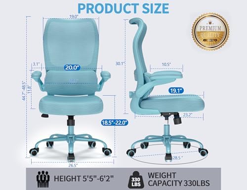 TRALT Office Chair Ergonomic Desk Chair with Lumbar Support Blue Blue, 1 - Image 2